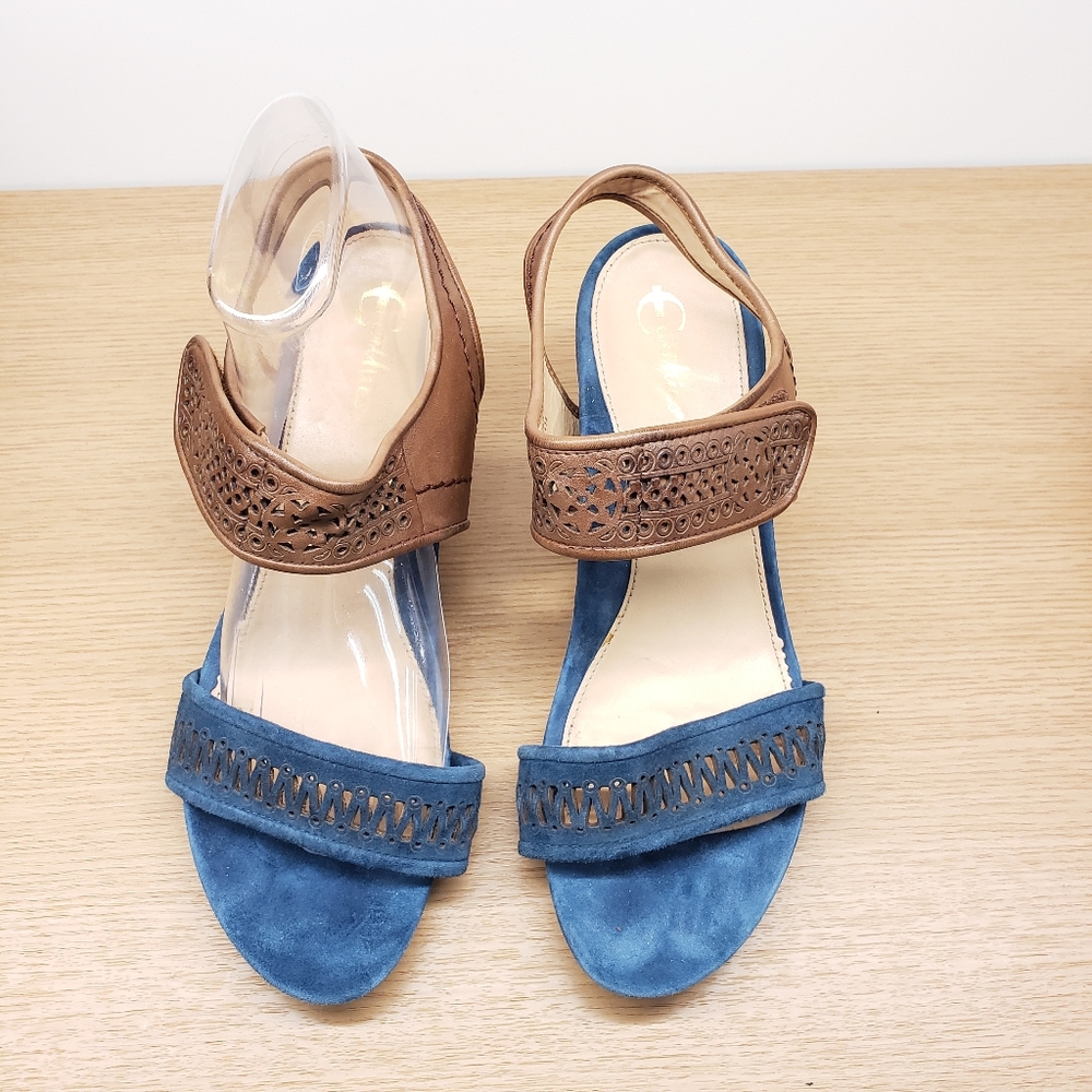 Earthies Asola Deep Teal/Blue Suede Leather Sandals size 9.5